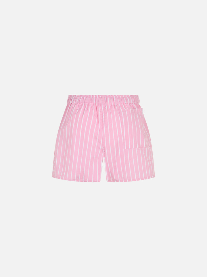 Girl cotton shorts Boxy Jr with pink striped print - MC2 Saint Barth