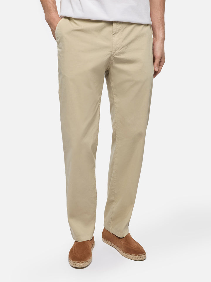 Beige Baumwollhose Calais mit Kordelzug