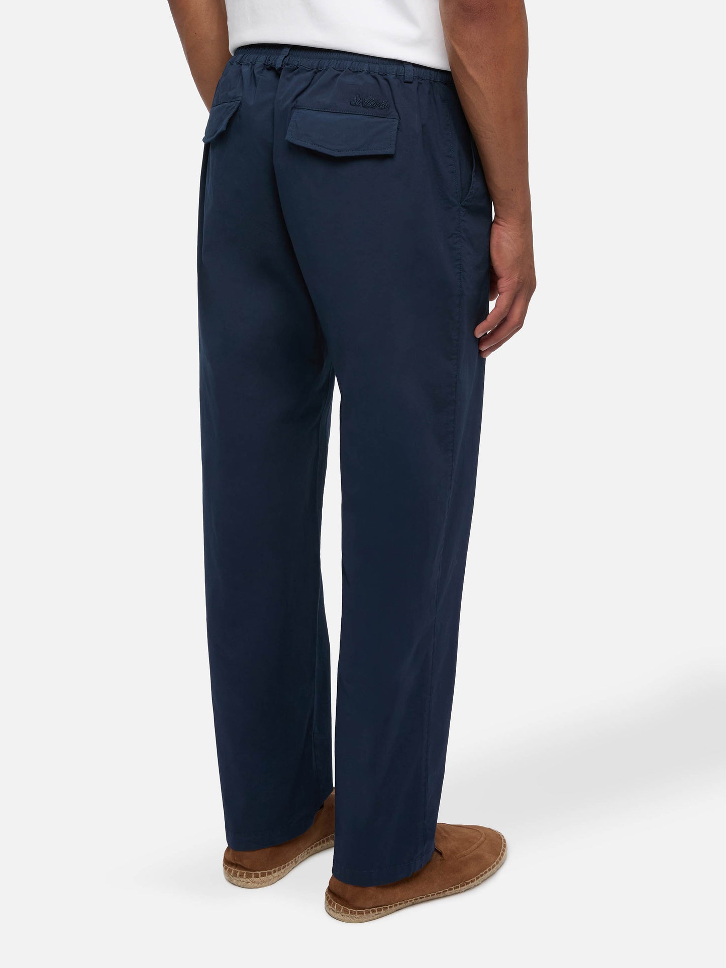 Marine blue cotton pants Calais with drawstring