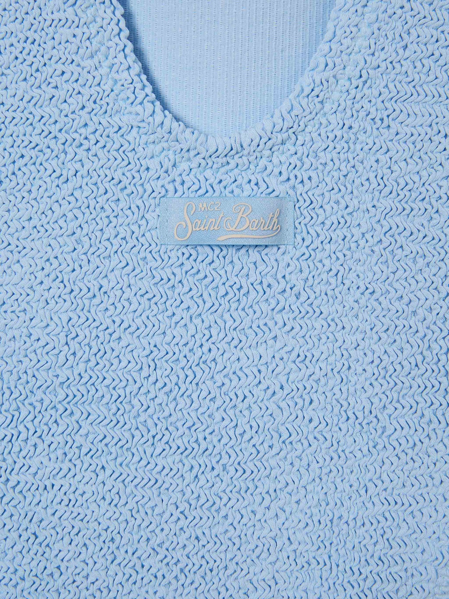 Cara crinkle one-piece swimsuit in light blue
