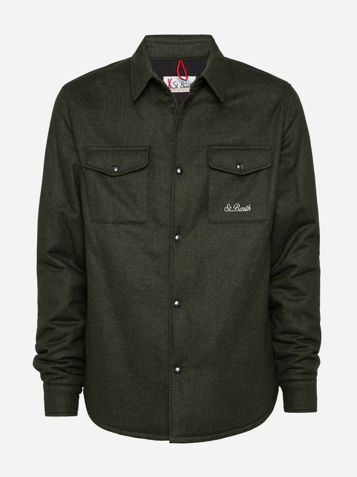 Wooly green overshirt Chalet with St. Barth embroidery - MC2 Saint Barth