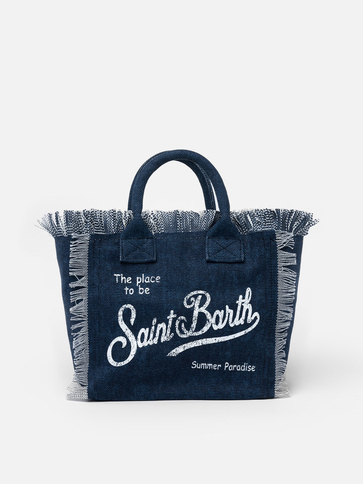 Colette indigo cotton canvas handbag - MC2 Saint Barth
