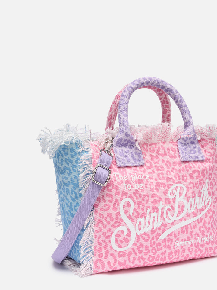 Borsa Colette in canvas di cotone con stampa animalier multicolore