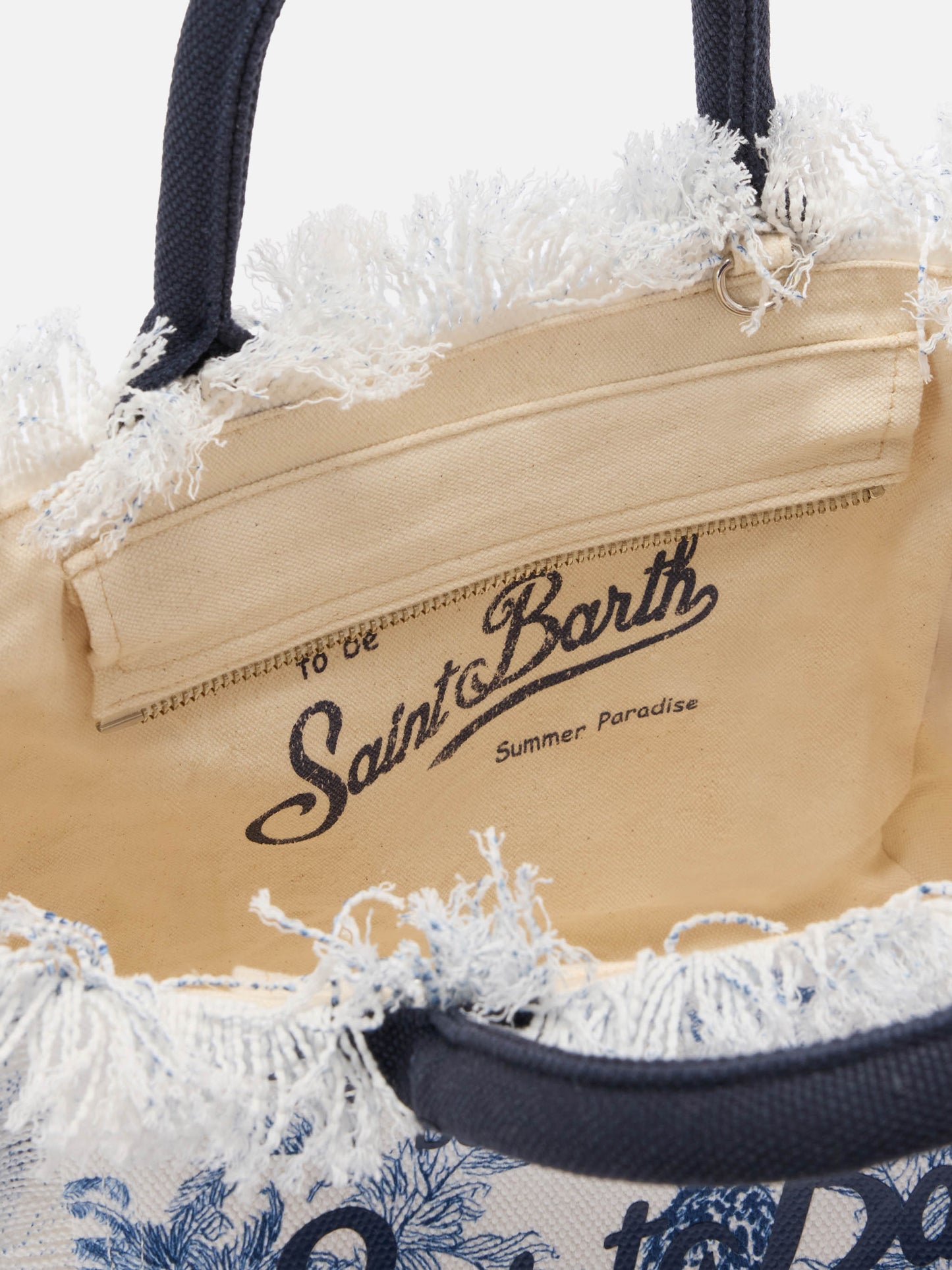 Bolso Colette de lona con estampado toile de Jouy azul