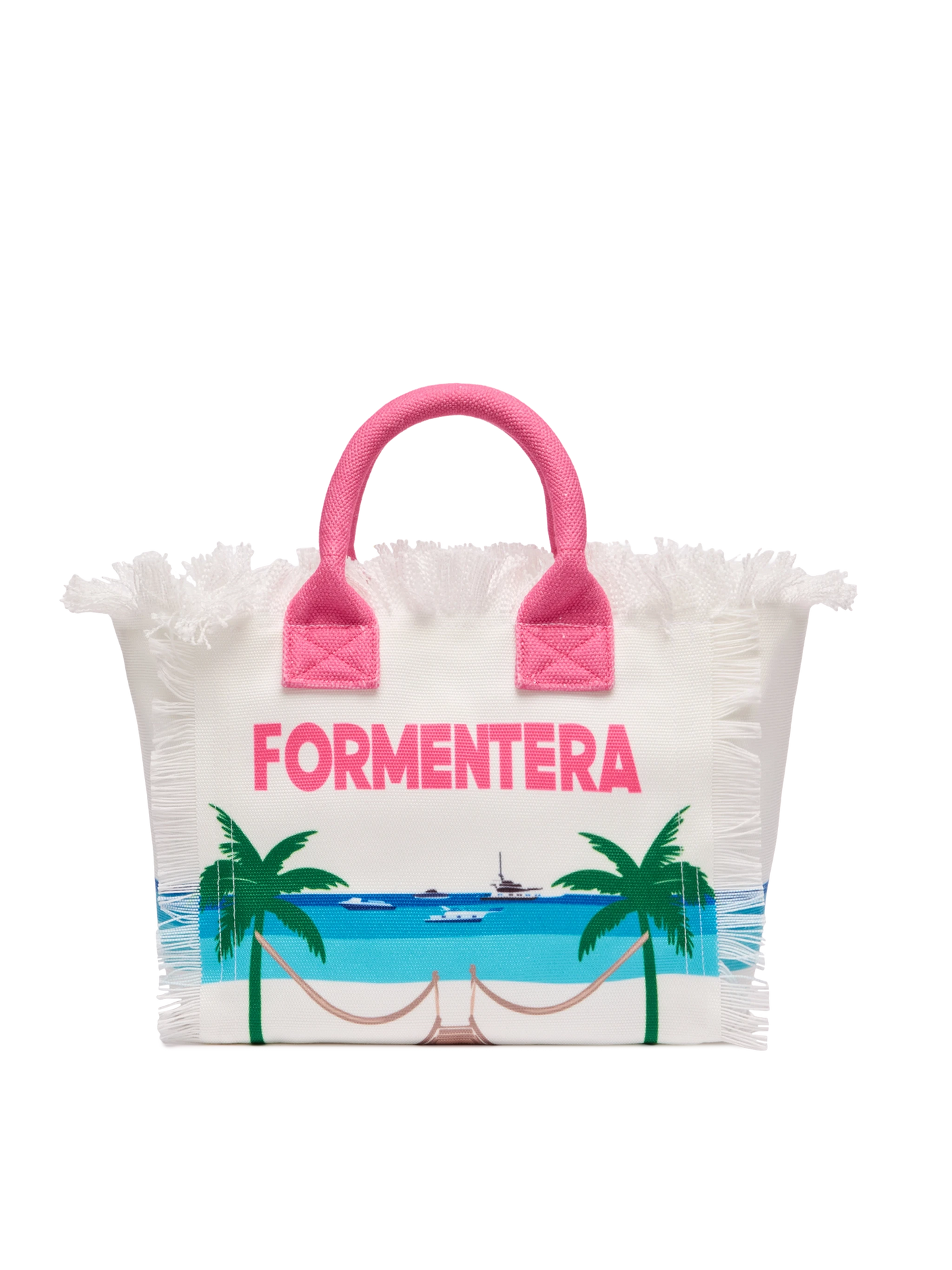 Colette cotton canvas handbag with Formentera postcard print - MC2 Saint Barth