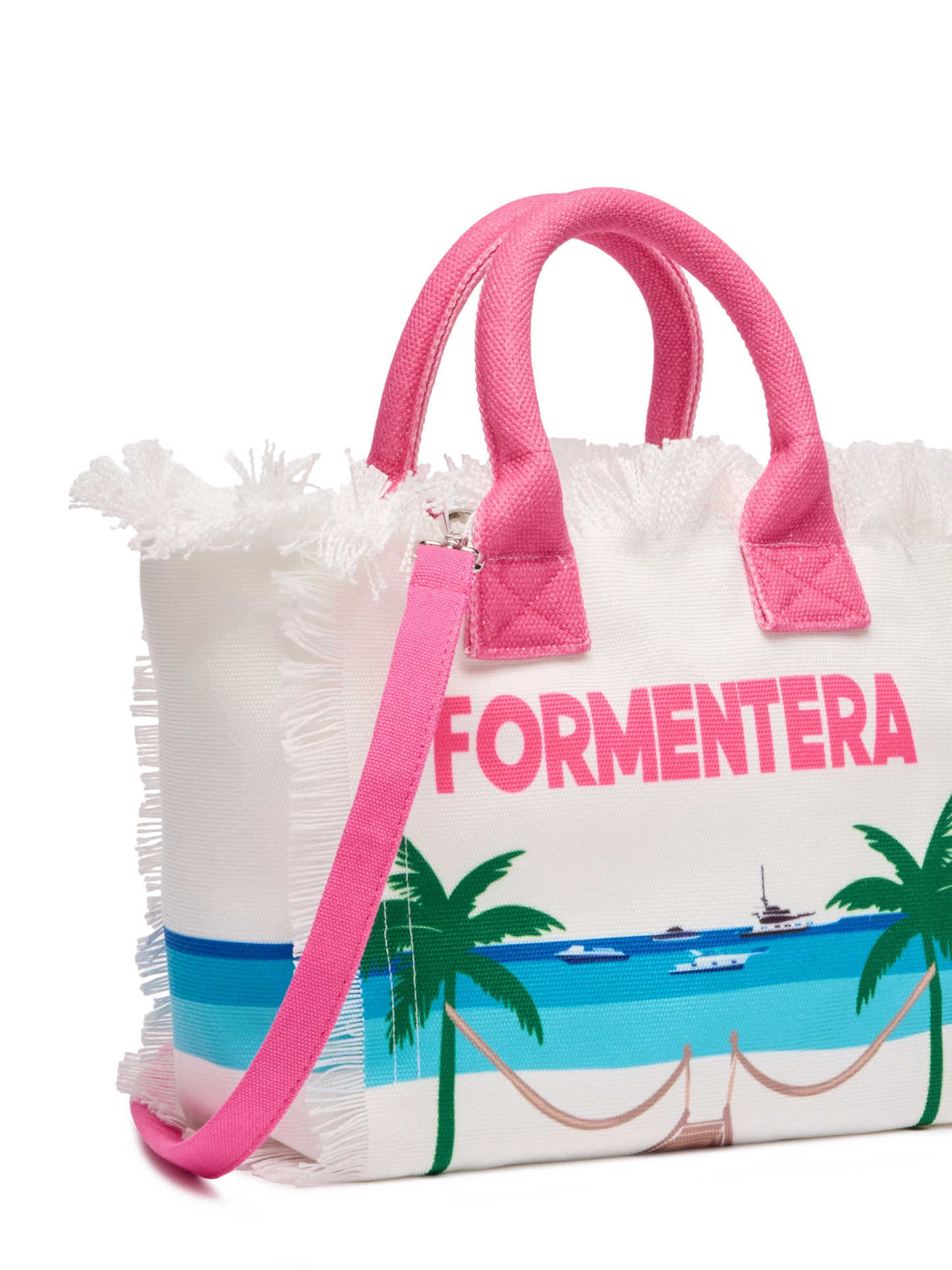 Colette cotton canvas handbag with Formentera postcard print - MC2 Saint Barth