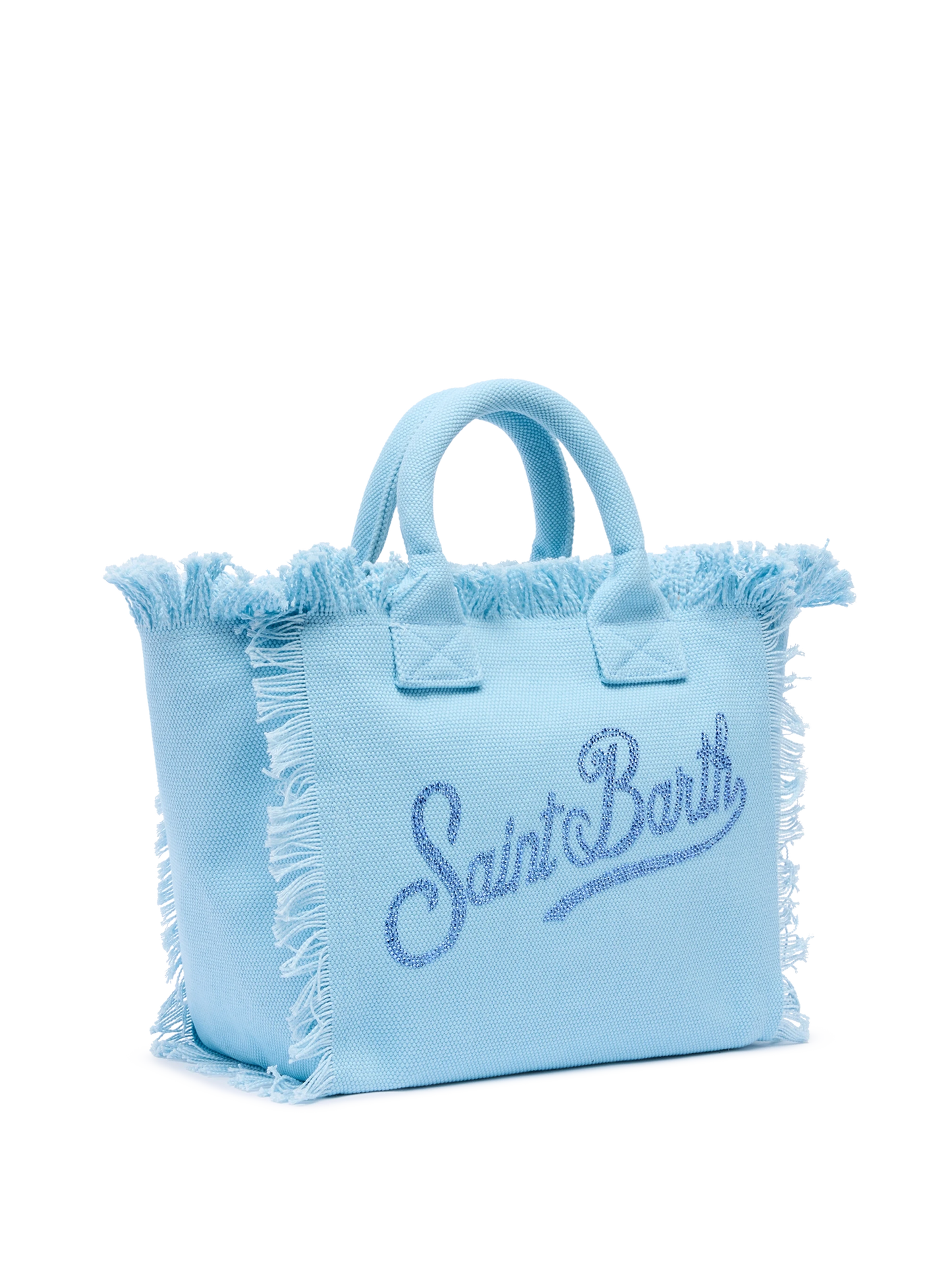 Colette light blue cotton canvas handbag with rhinestone logo - MC2 Saint Barth