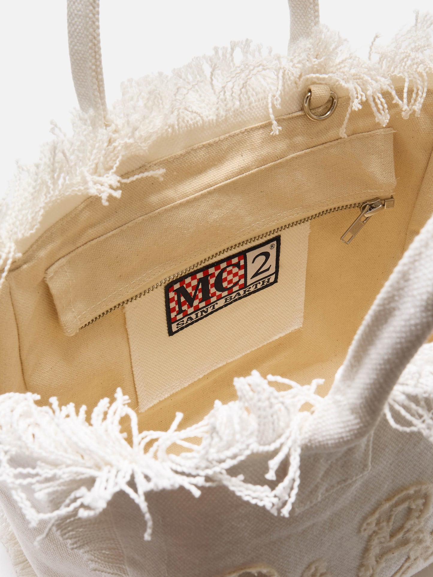Bolso Colette de lona blanca con parche del logo en tejido