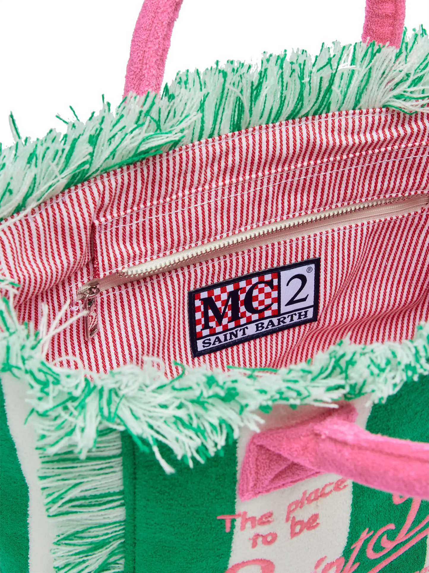 Colette Sponge green striped terry handbag - MC2 Saint Barth