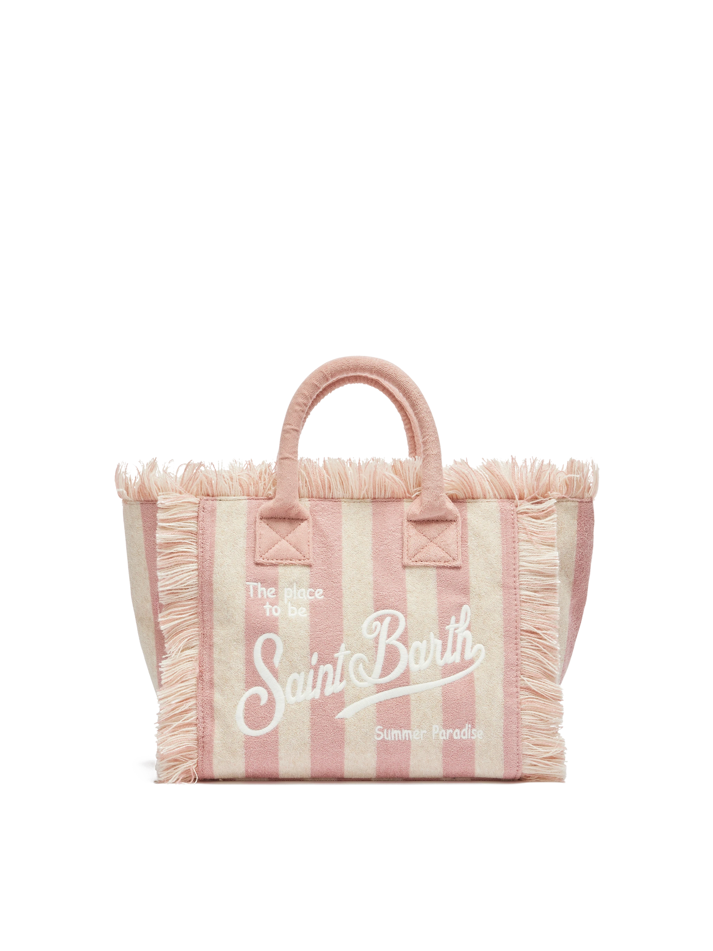 Colette Sponge light pink striped terry handbag - MC2 Saint Barth