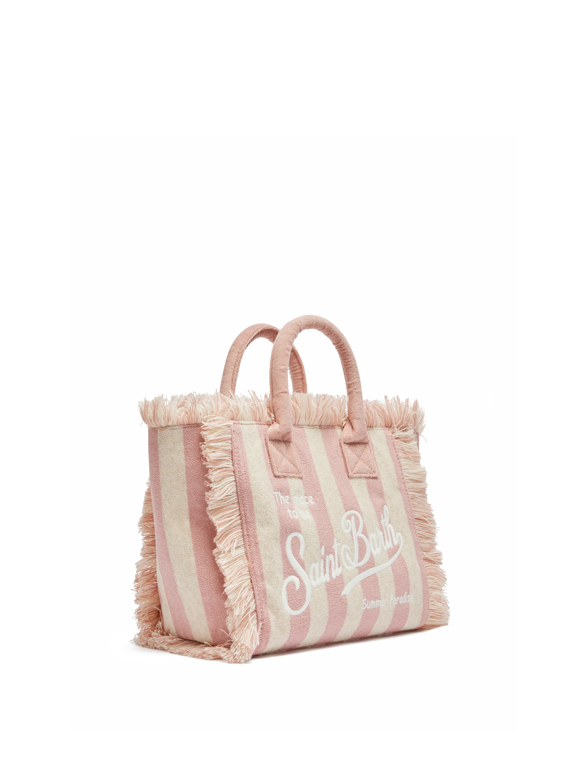 Colette Sponge light pink striped terry handbag - MC2 Saint Barth