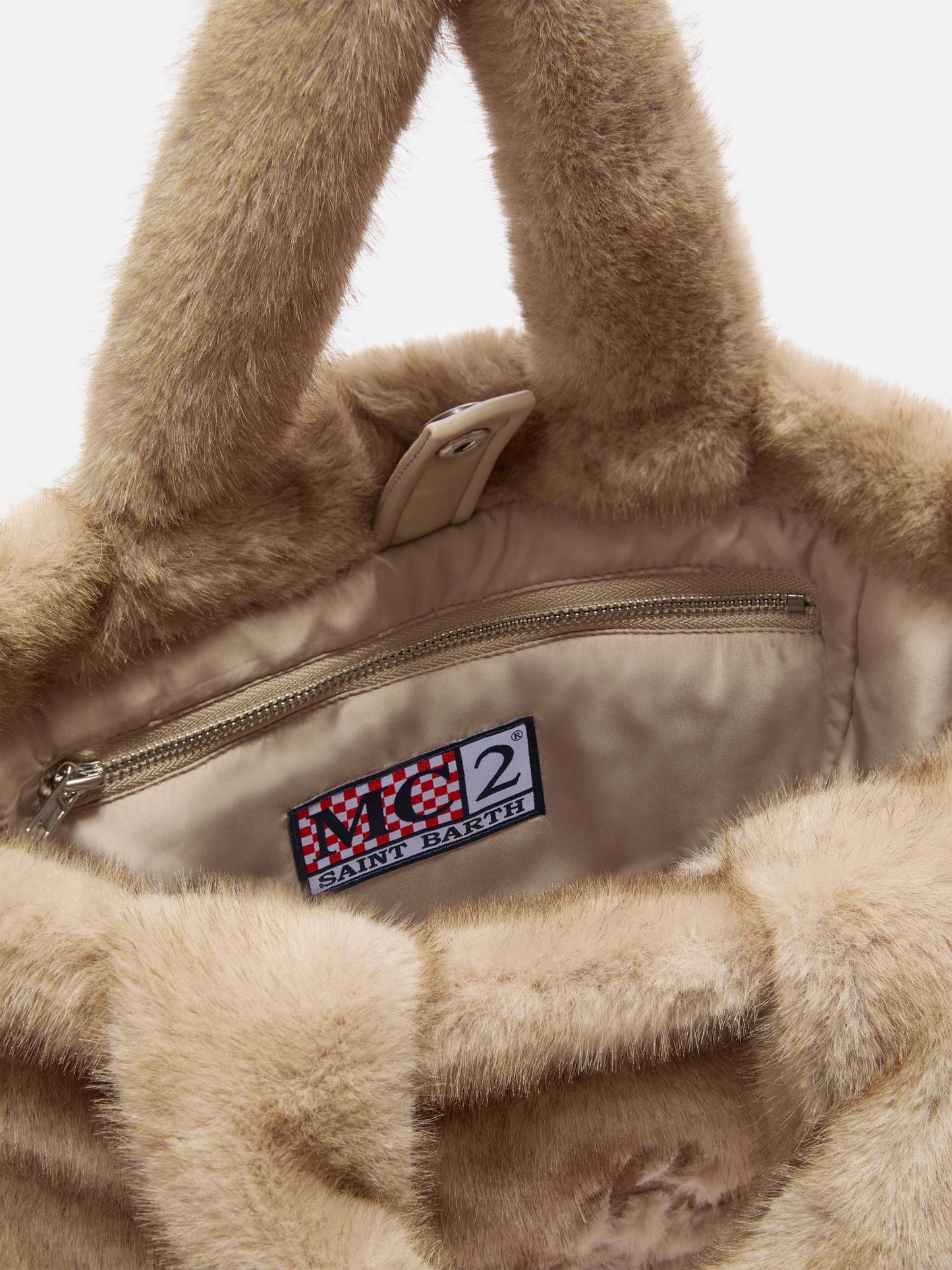 Sac à main souple Colette en fausse fourrure beige
