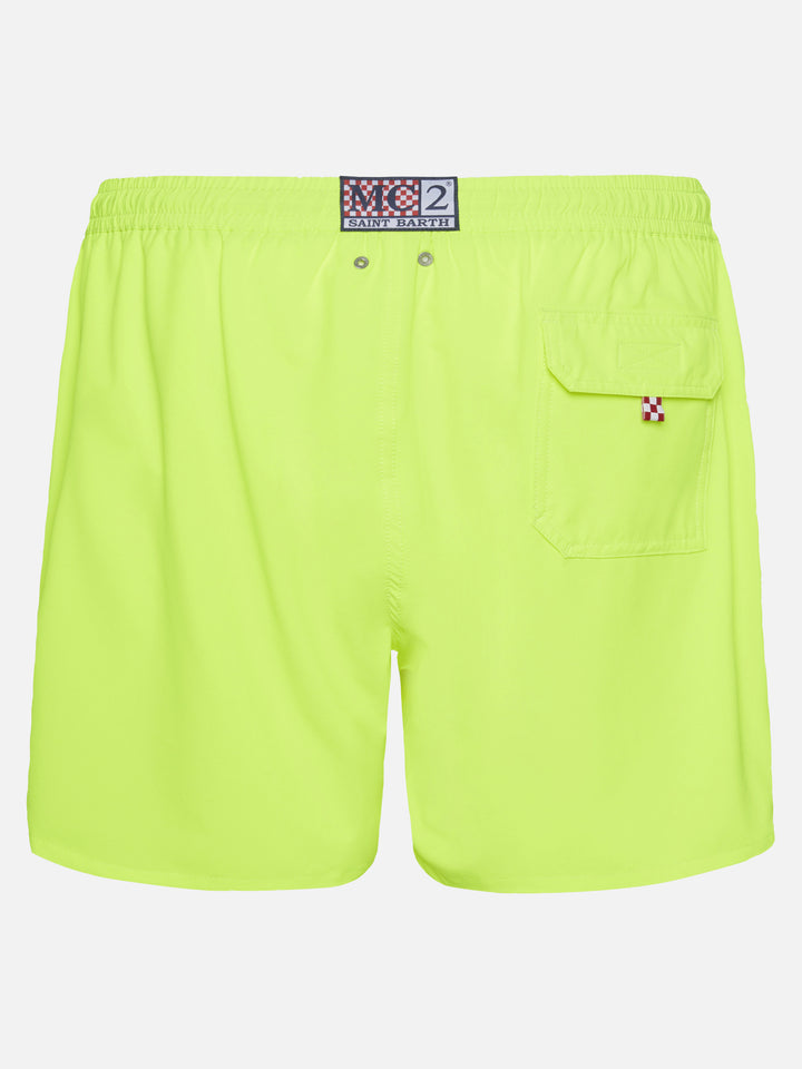 Fluo yellow Comfort swim shorts with St. Barth embroidery - MC2 Saint Barth