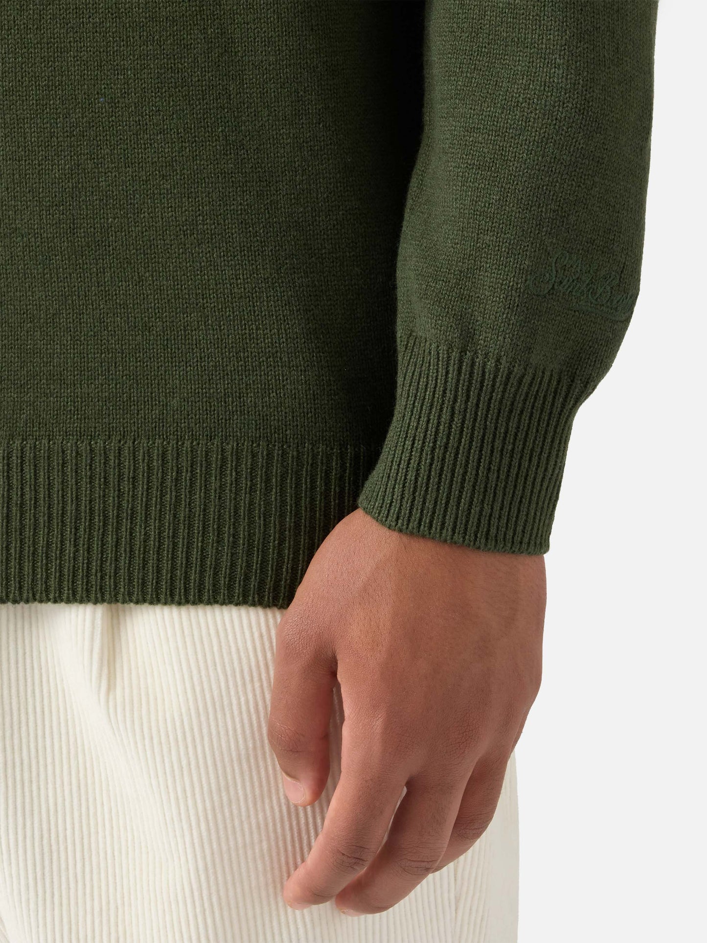 Polo in maglia Covent in lana verde militare