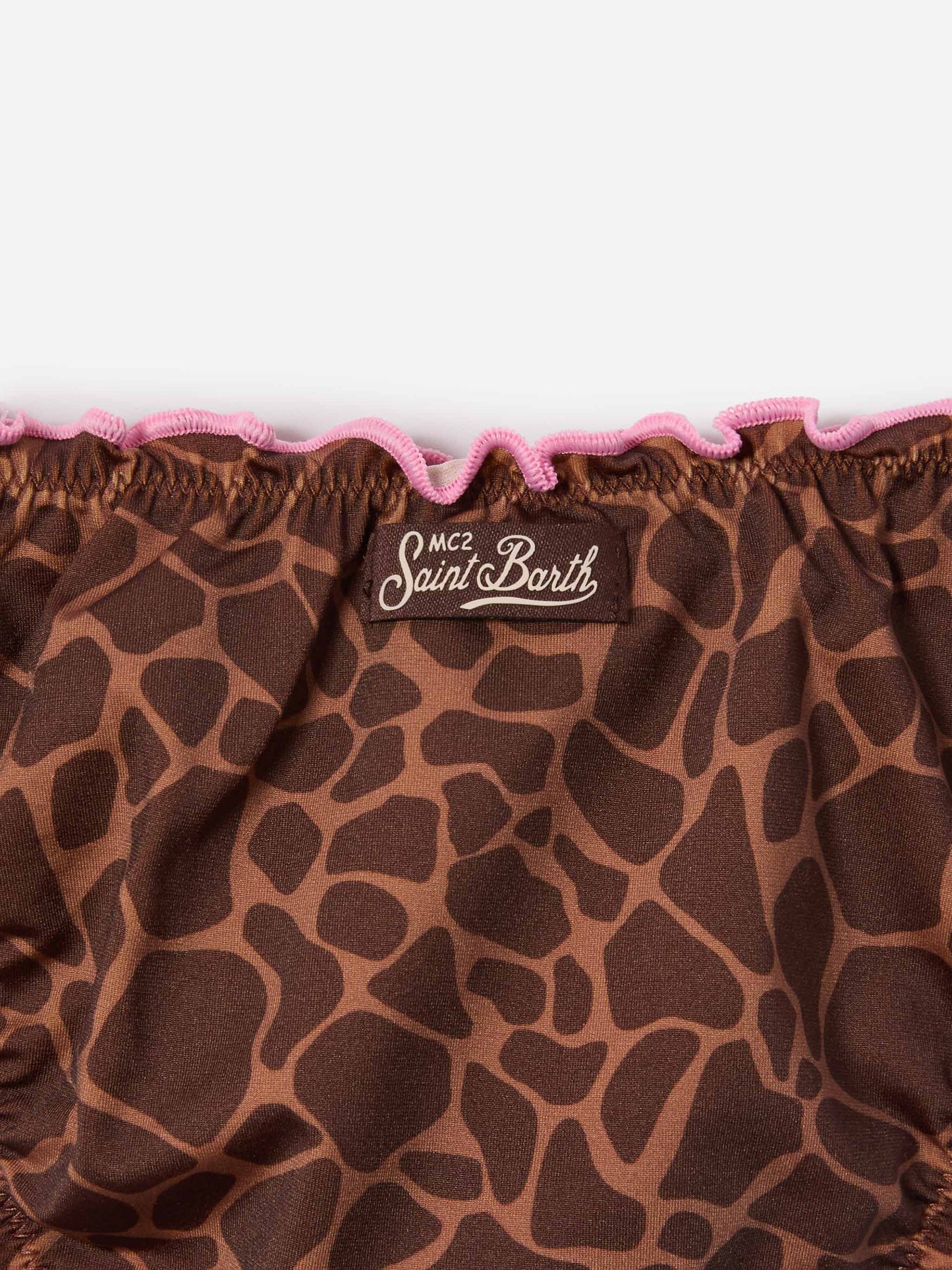 Cric brown animal print swim briefs with contrasting edges