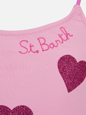 Dancer one-piece swimsuit with tulle ruffle and glittered hearts - MC2 Saint Barth