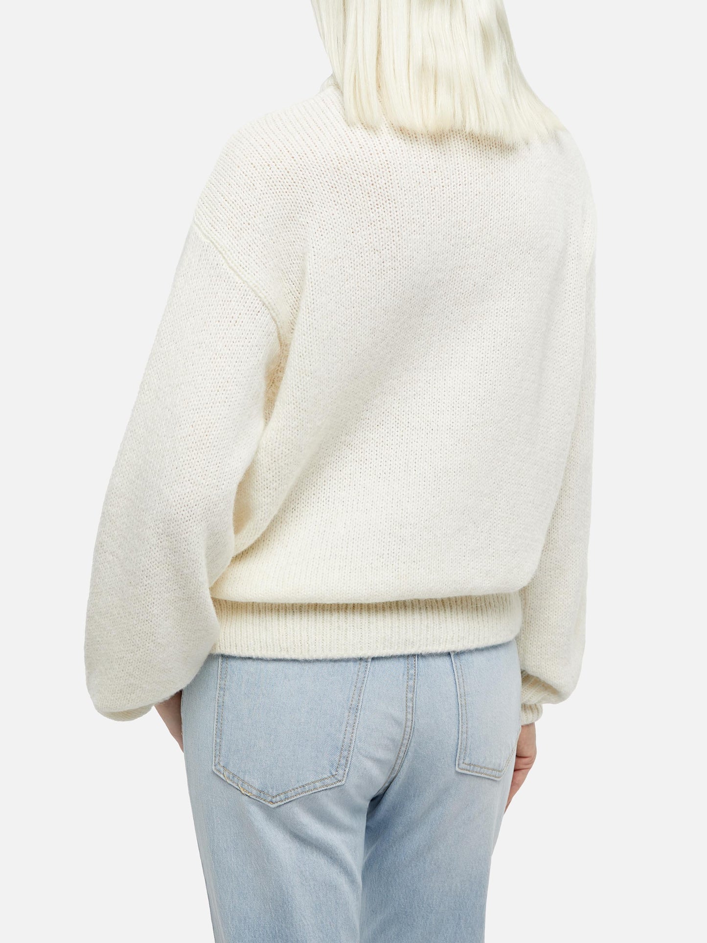 Woman white sweater Danya with St. Barth jacquard