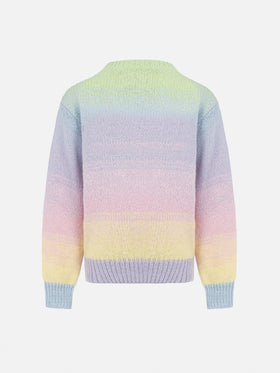 Girl multicolor striped crewneck sweater Danya - MC2 Saint Barth