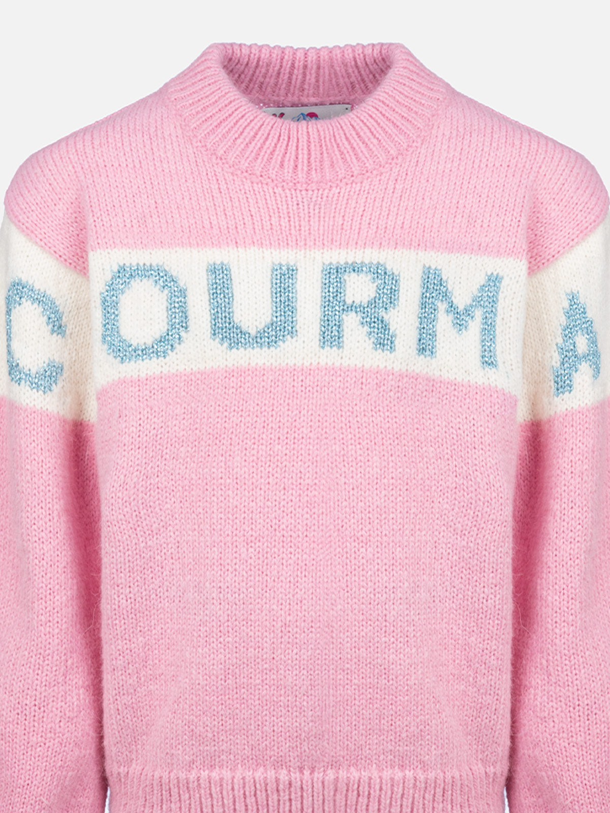 Girl pink crewneck sweater Danya with Courma lurex logo - MC2 Saint Barth
