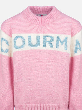 Girl pink crewneck sweater Danya with Courma lurex logo - MC2 Saint Barth