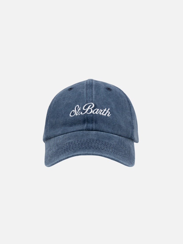 Davis marineblaue Denim-Ballkappe mit St. Barth-Stickerei