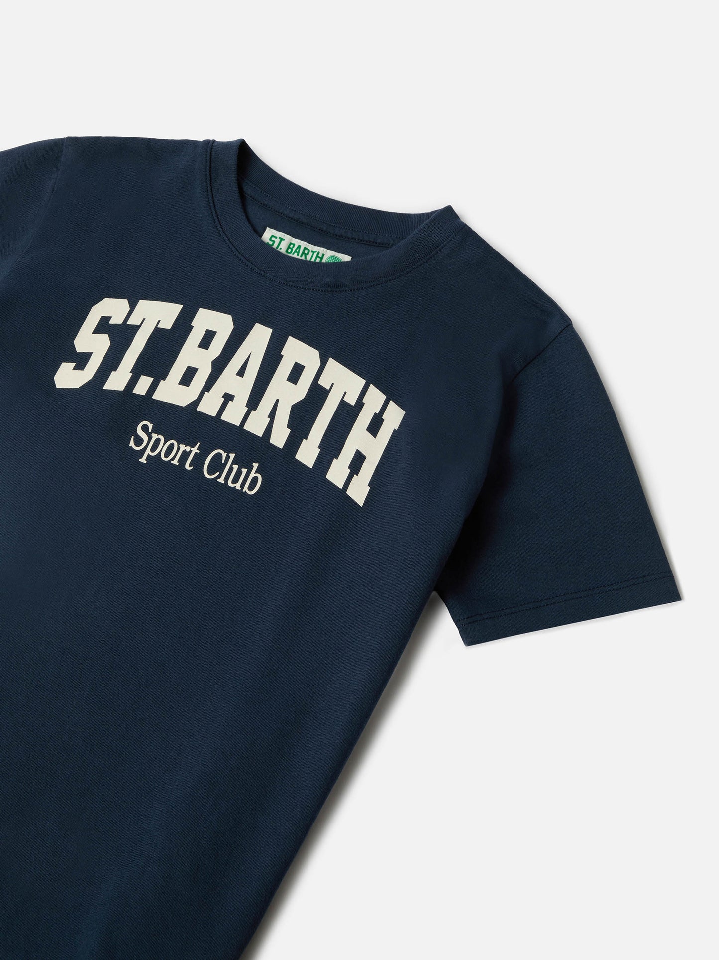 Navy blue Denver Jr cotton t-shirt with printed Sport Club logo