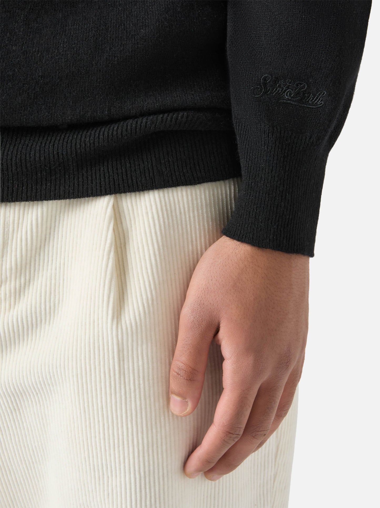 Dolcevita in misto cashmere nero con jacquard Diabolik | SPECIAL EDITION DIABOLIK