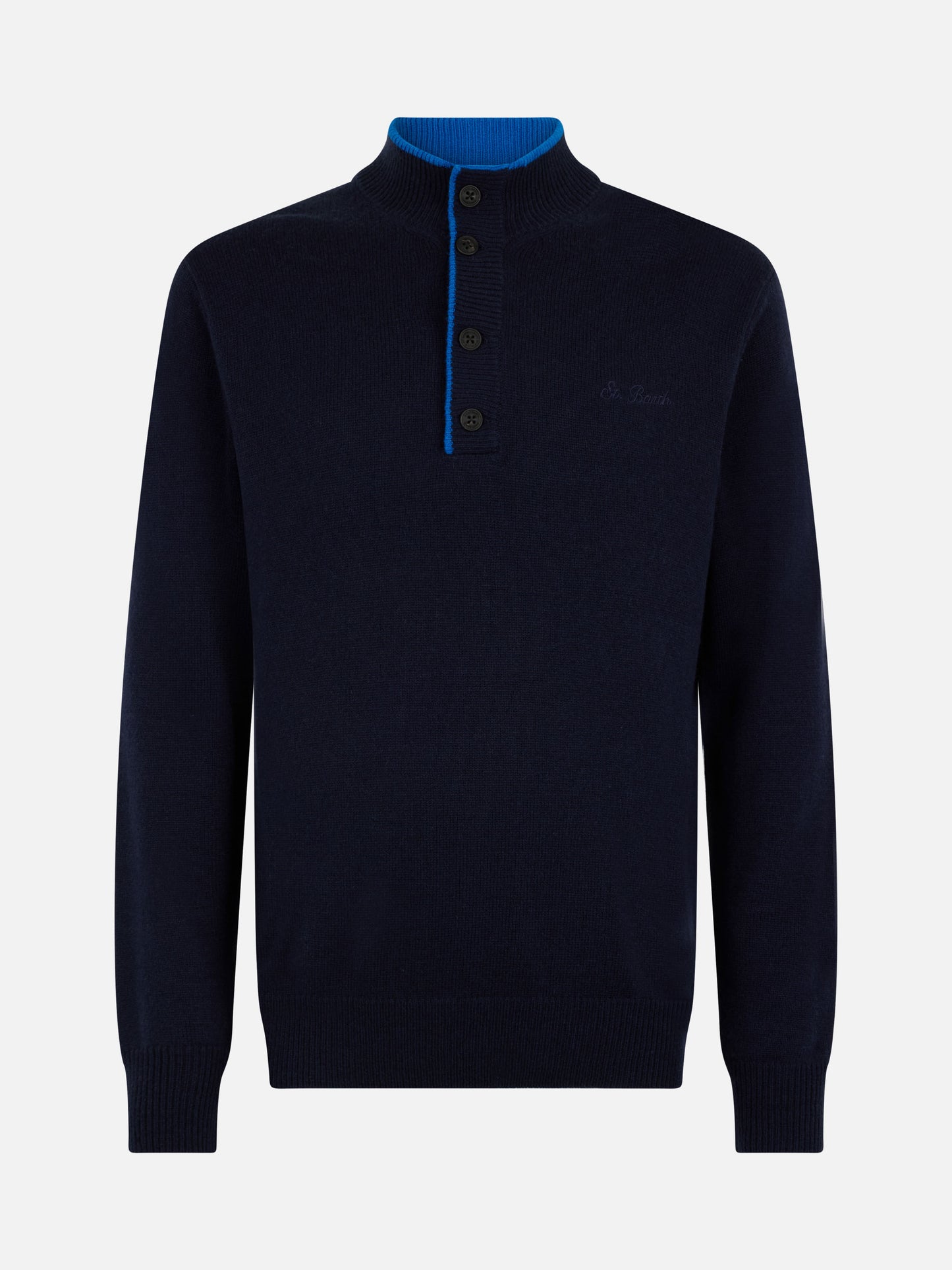 Man navy blue cashmere blend polo sweater Dorian - MC2 Saint Barth