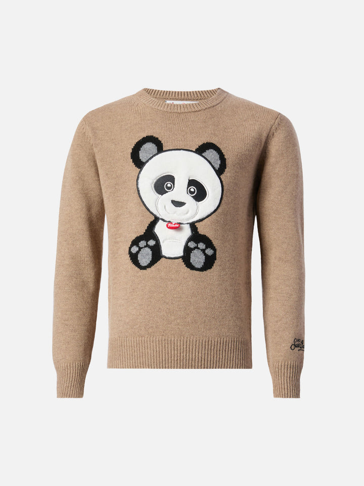 Maglione Douglas  in misto cashmere con patch Panda Trudi | TRUDI SPECIAL EDITION