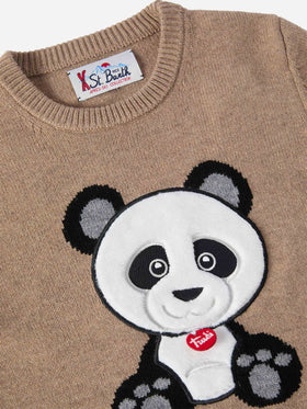 Maglione Douglas  in misto cashmere con patch Panda Trudi | TRUDI SPECIAL EDITION