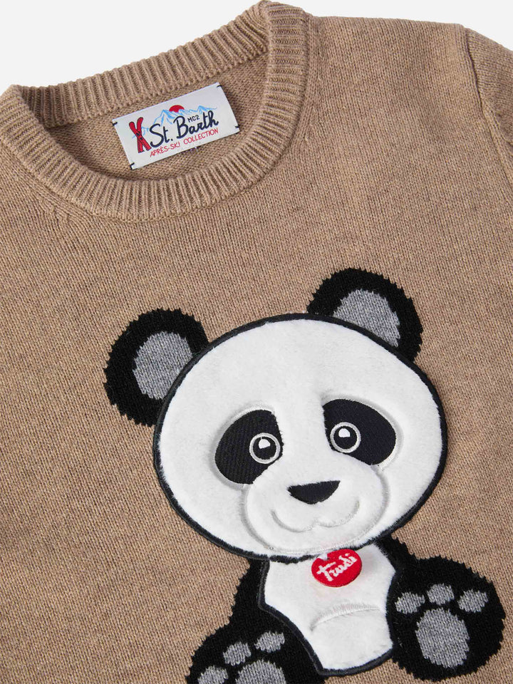 Maglione Douglas  in misto cashmere con patch Panda Trudi | TRUDI SPECIAL EDITION