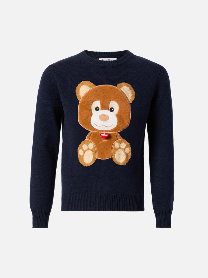 Maglione Douglas  in misto cashmere con patch Orso Trudi | TRUDI SPECIAL EDITION