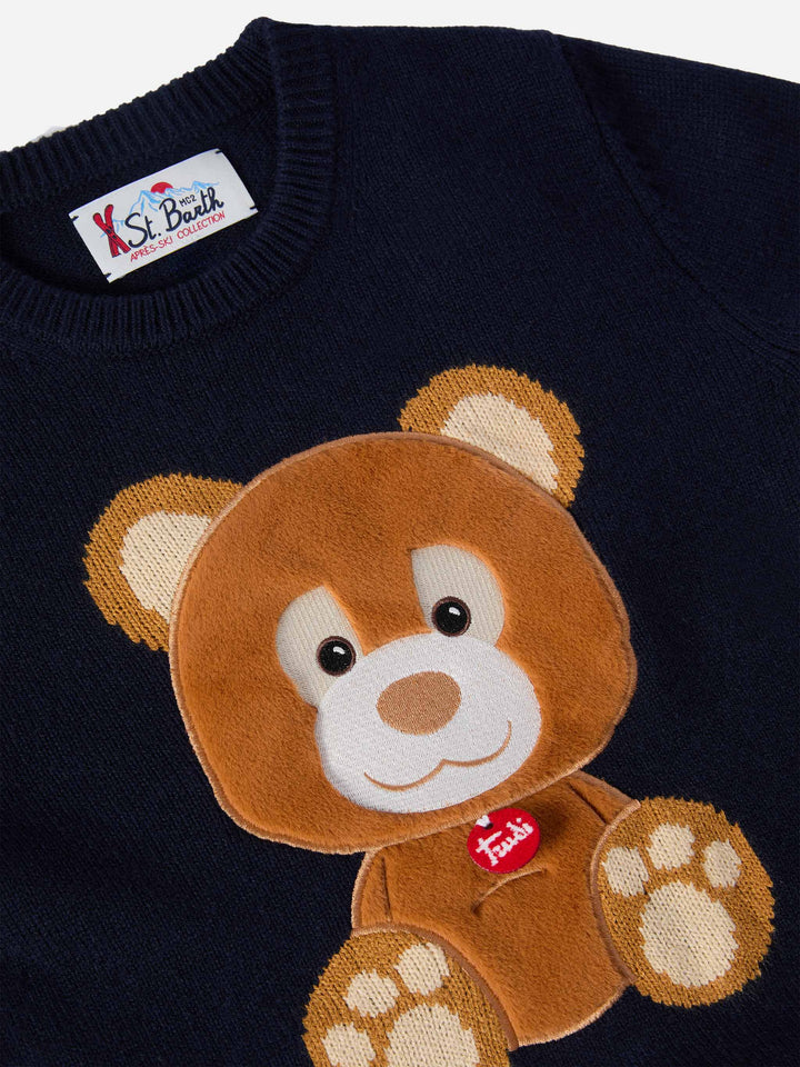 Maglione Douglas  in misto cashmere con patch Orso Trudi | TRUDI SPECIAL EDITION