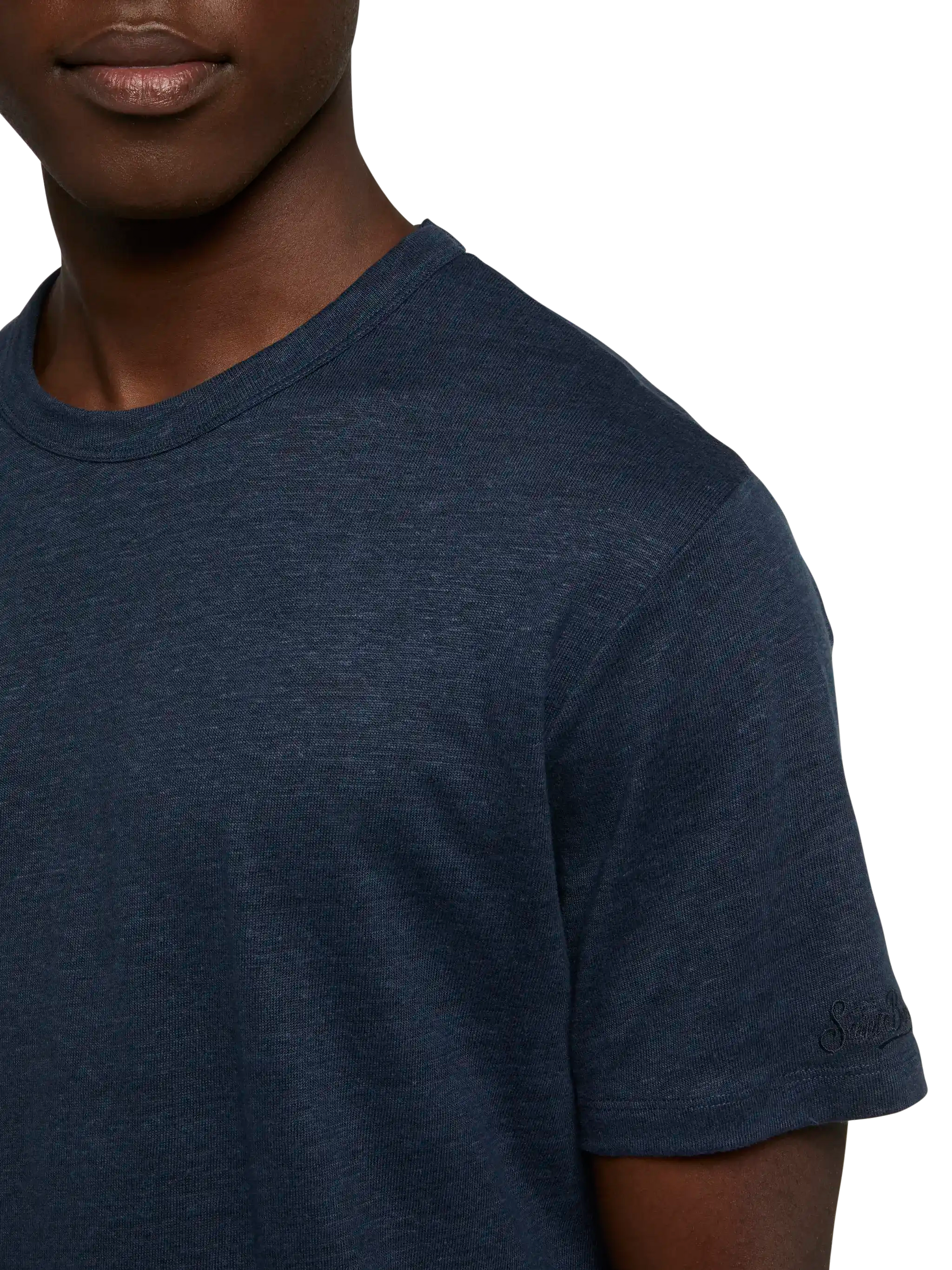 Navy blue linen jersey t-shirt Ecstasea - MC2 Saint Barth