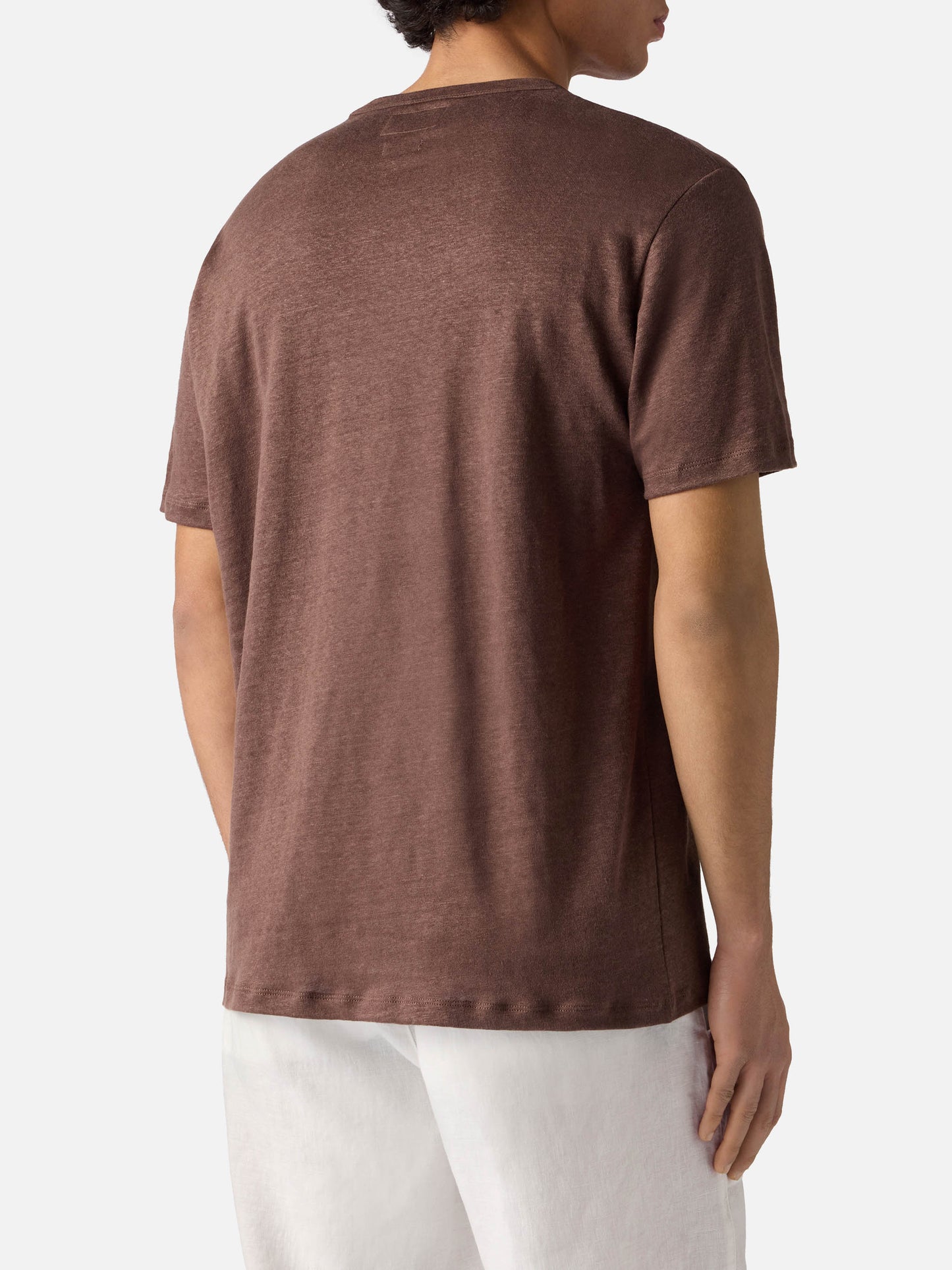 Camiseta Brown Ecstasea de lino puro con bordado del logo