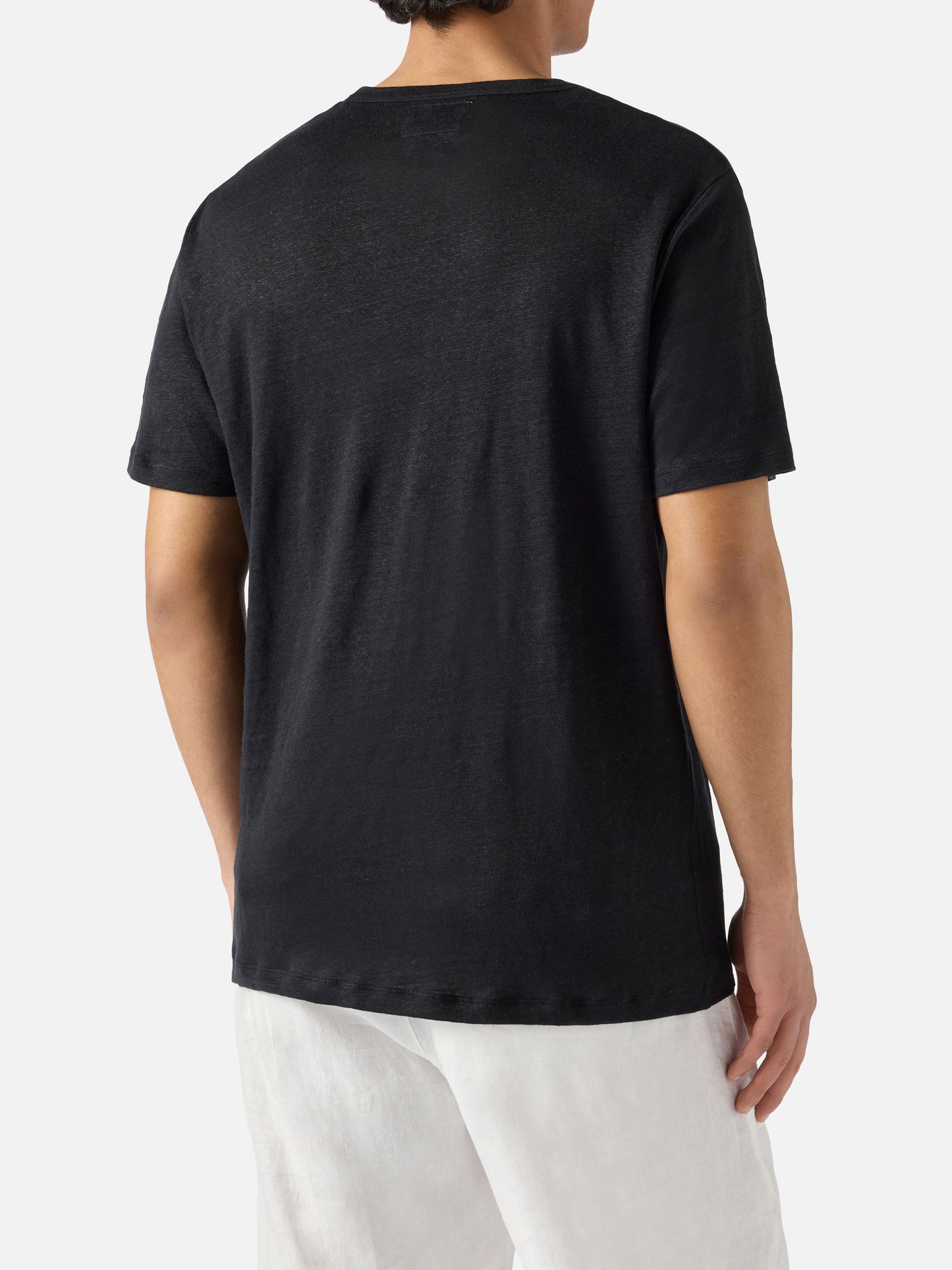 T-shirt Ecstasea noir en pur lin avec broderie logo