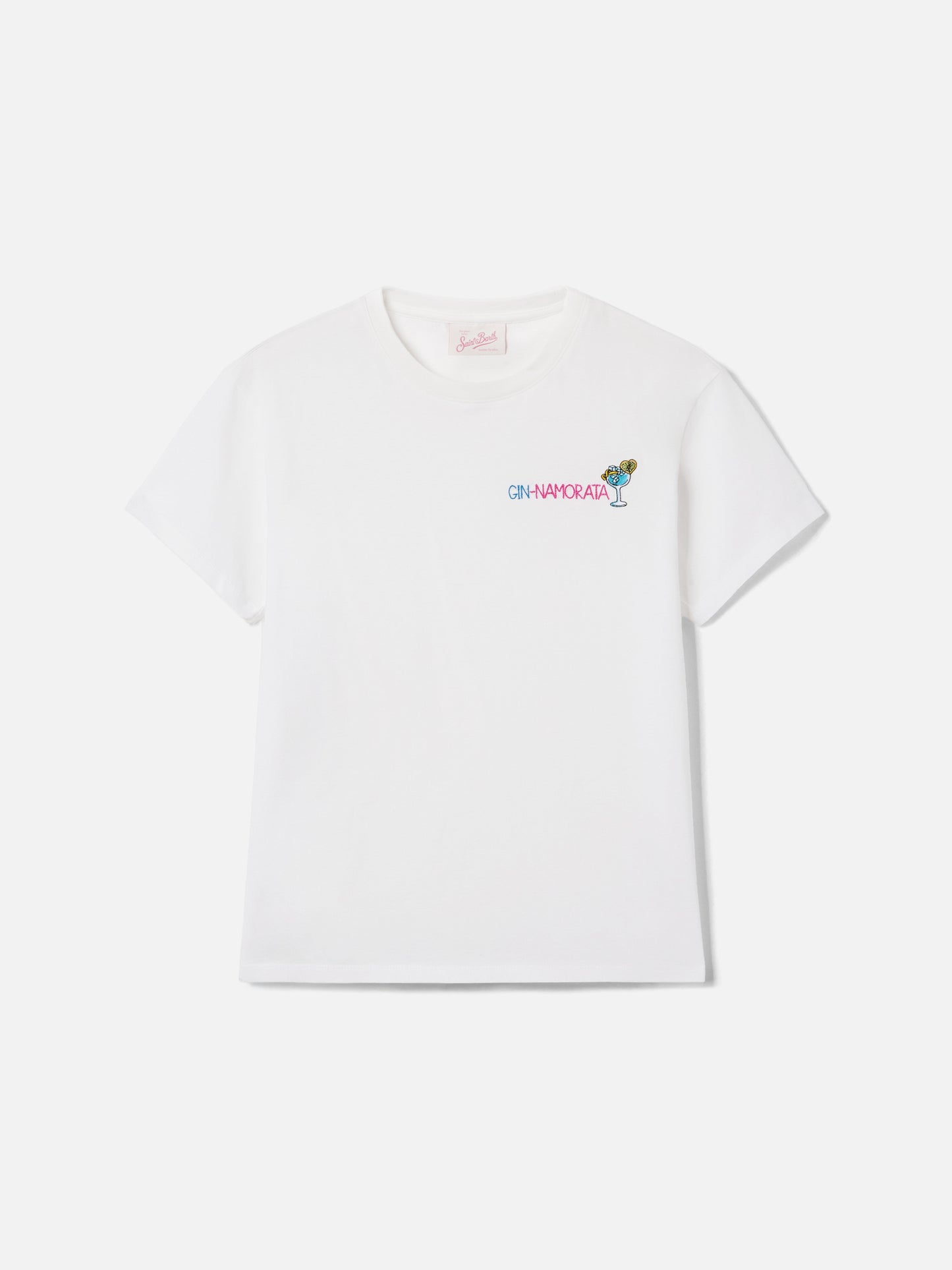 T-shirt Emilie bianca con ricamo Gin-namorata