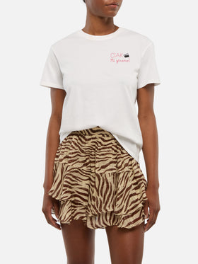 Emilie cotton t-shirt with Ciak mi girano embroidery