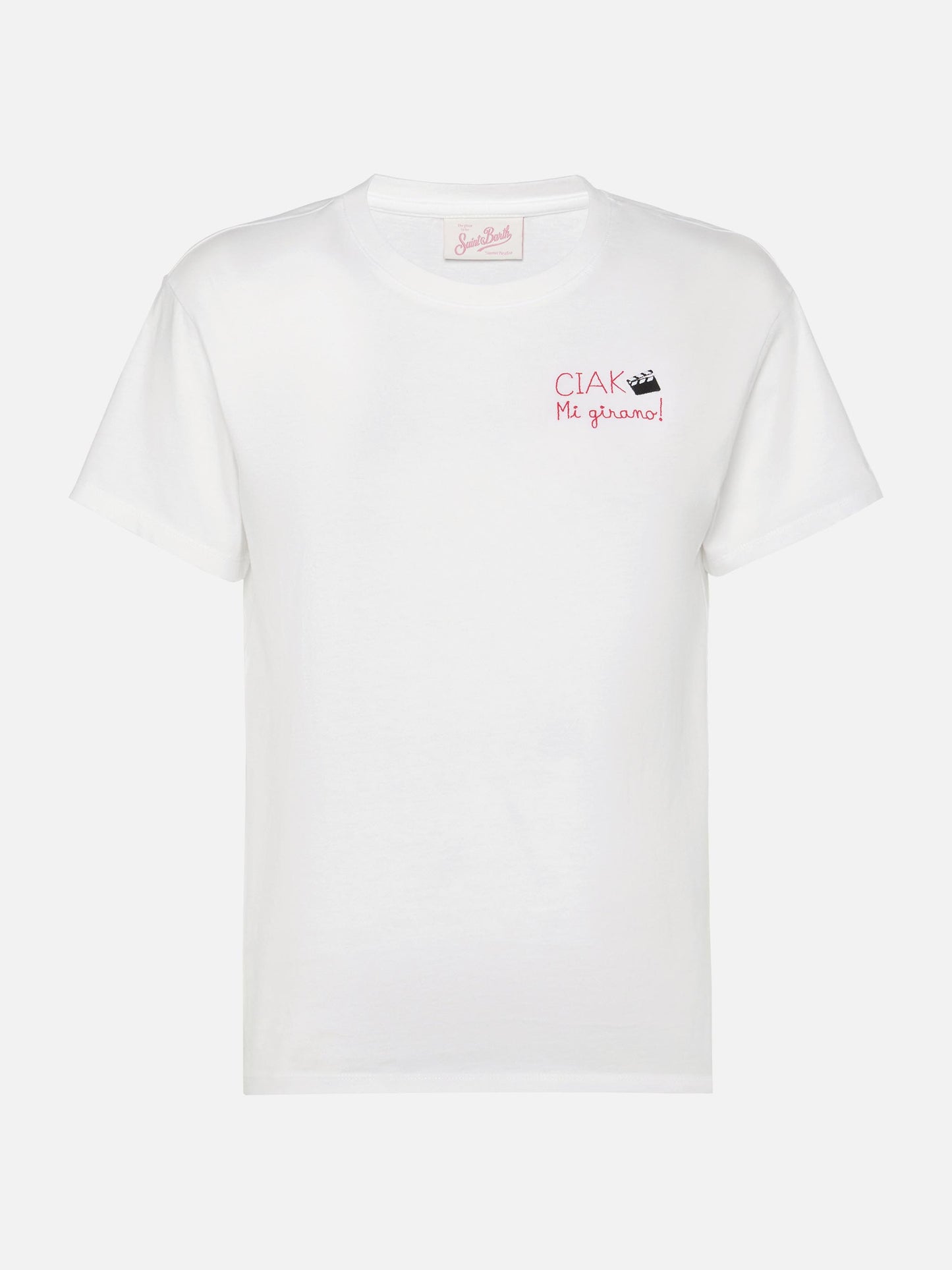 Emilie cotton t-shirt with Ciak mi girano embroidery