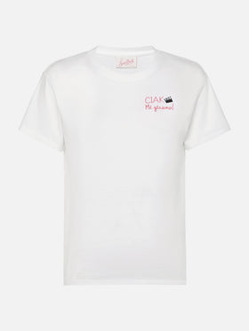 Emilie cotton t-shirt with Ciak mi girano embroidery