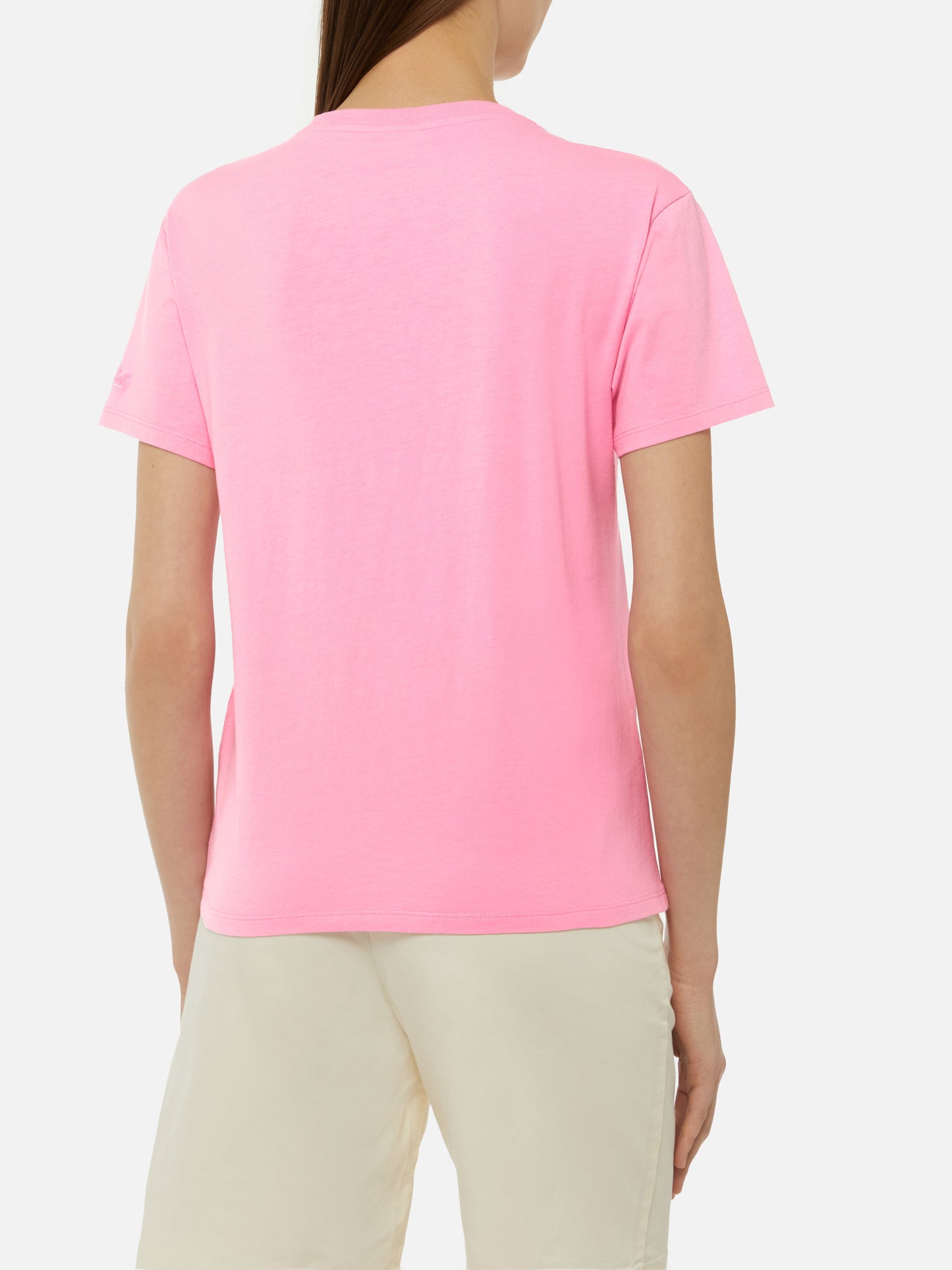 Emilie cotton t-shirt with Girls just wanna have wine embroidery - MC2 Saint Barth