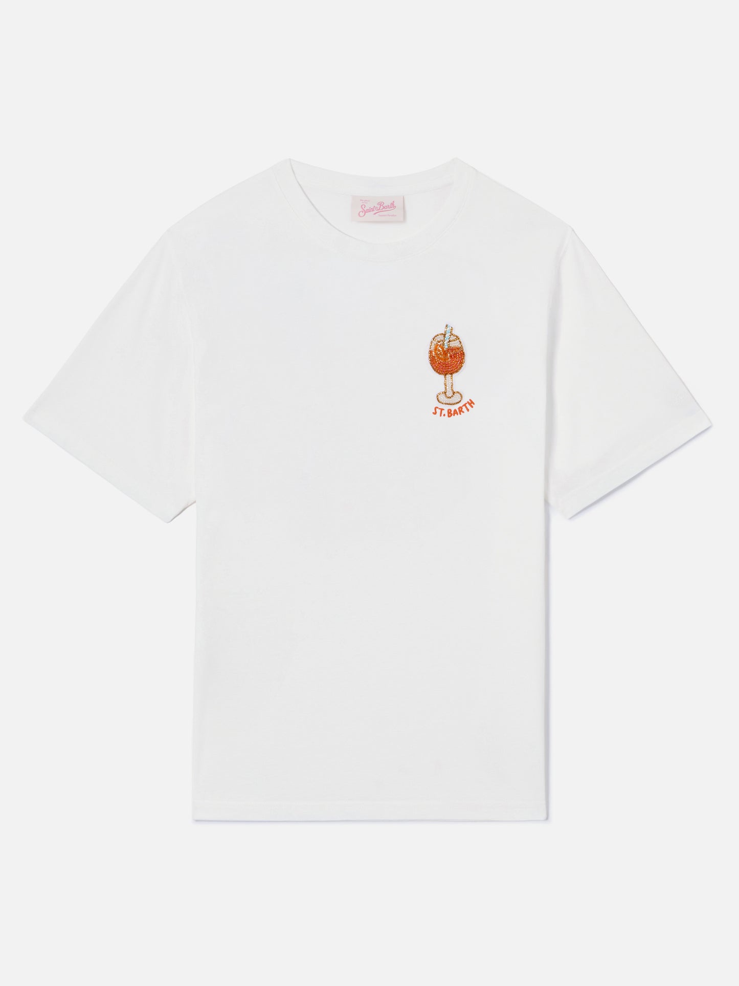 T-shirt Emilie blanc avec broderie de perles cocktail