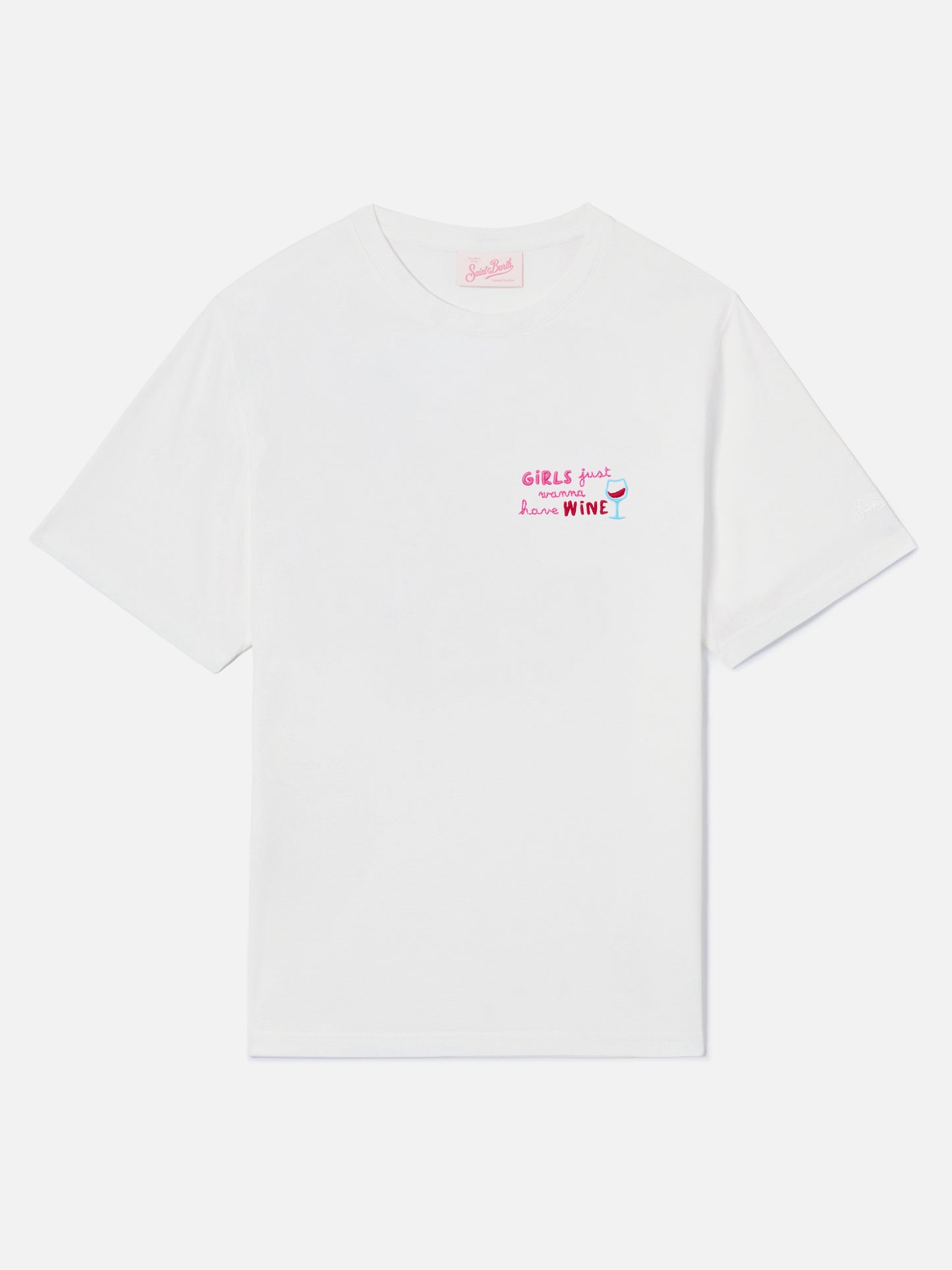 T-shirt Emilie blanc avec broderie Girls Just Wanna Have Wine
