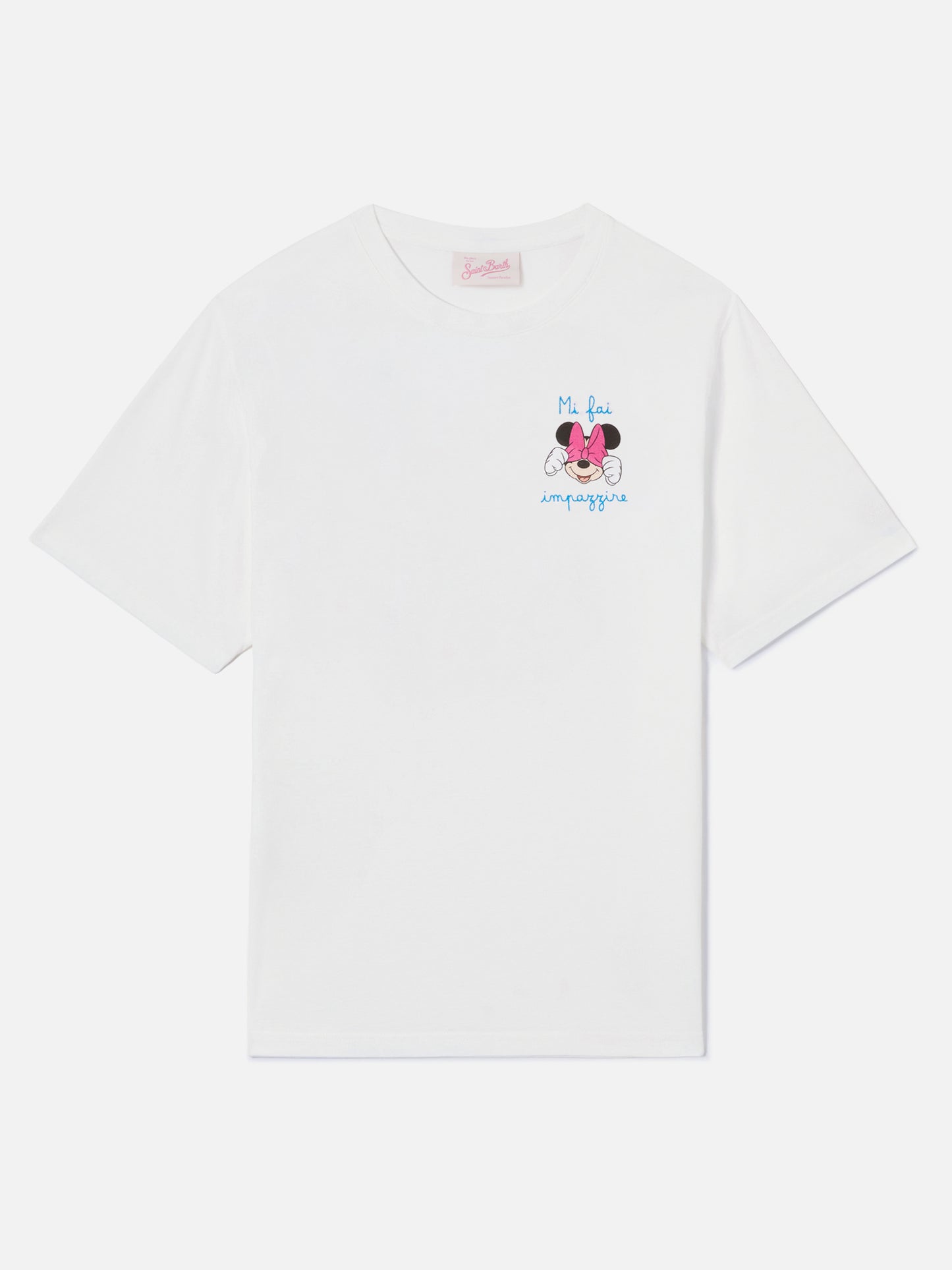 T-shirt Emilie rose avec imprimé Minnie et broderie Mi fai impazzire | Édition spéciale