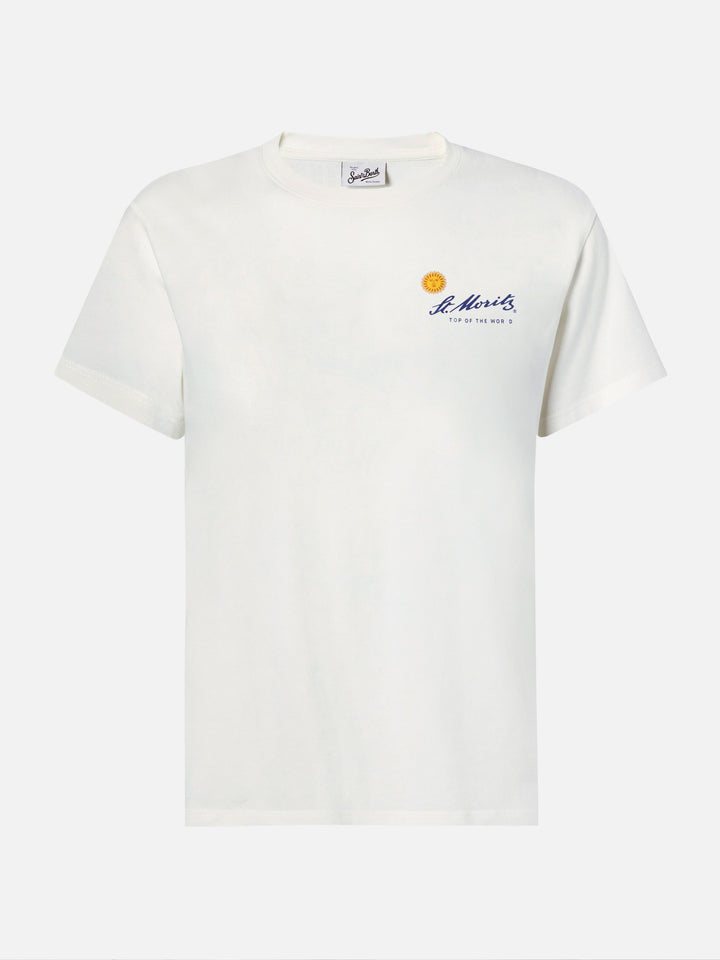 T-shirt Emilie in cotone bianco con stampa St. Moritz | ST. MORITZ TOP OF THE WORLD SPECIAL EDITION