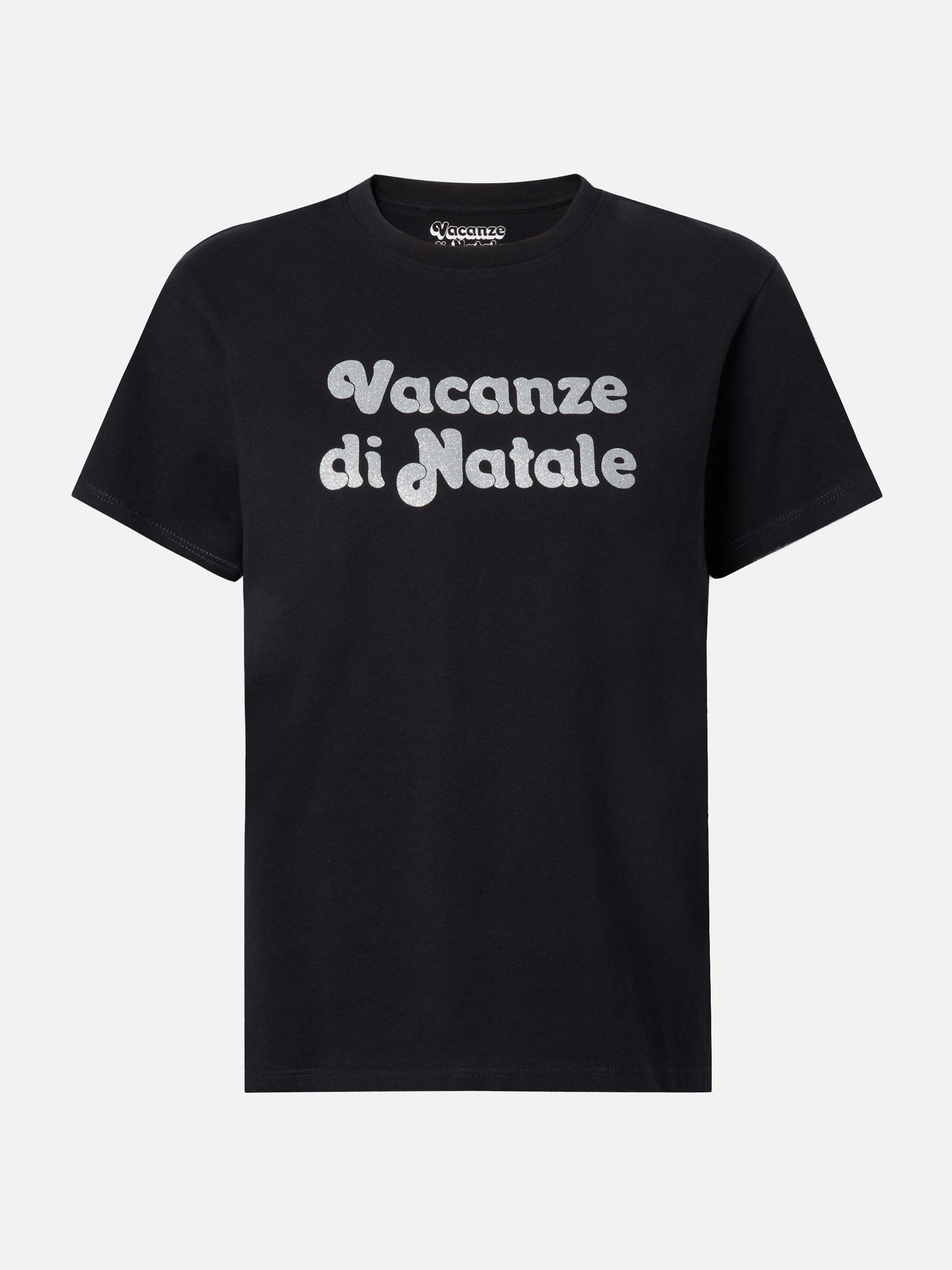 T-shirt Emilie in cotone nero con applicazione glitter Vacanze di Natale | VACANZE DI NATALE SPECIAL EDITION