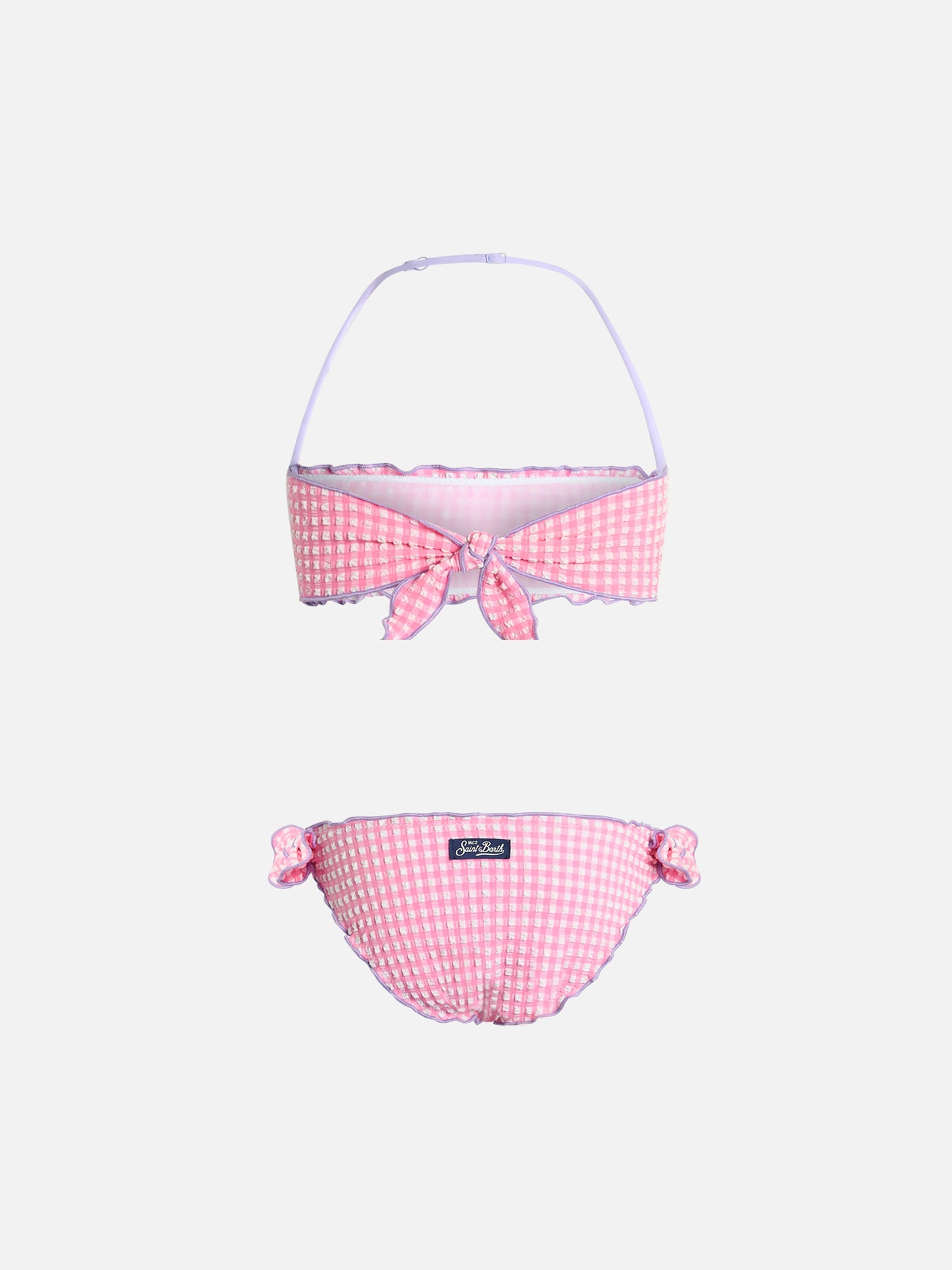 Girl seersucker classic bandeau bikini Emy with gingham print - MC2 Saint Barth