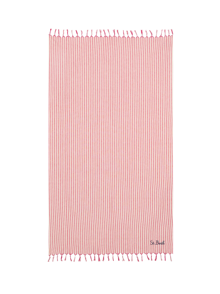Light cotton Fouta beach towel with red striped print - MC2 Saint Barth