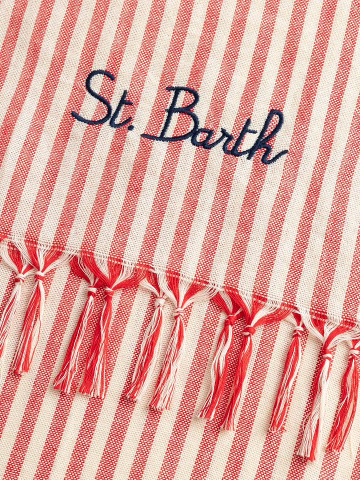 Light cotton Fouta beach towel with red striped print - MC2 Saint Barth