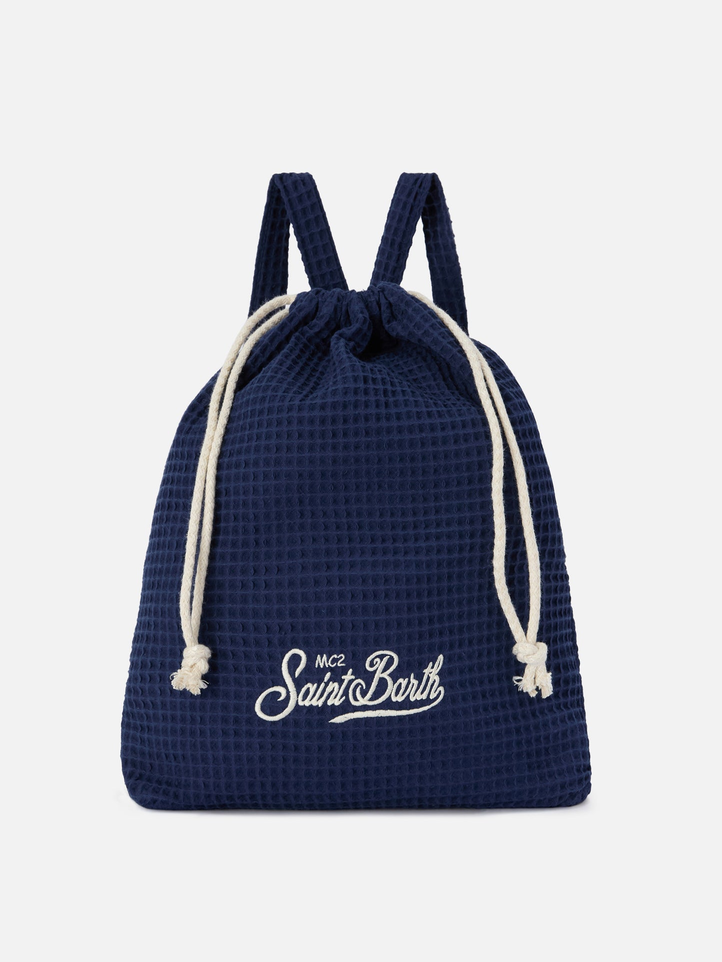 Serviette de plage bleue avec sac intégré